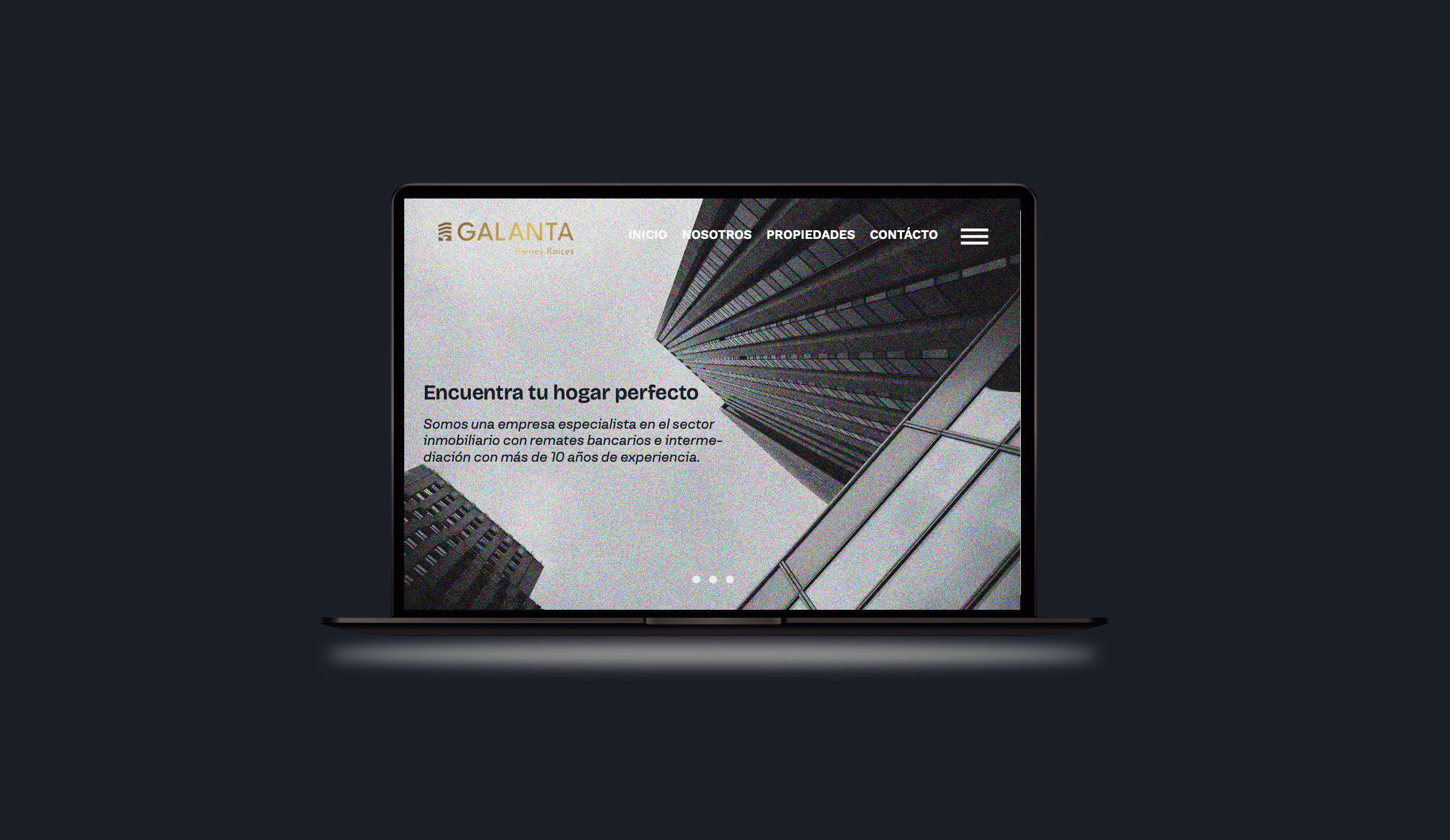 Galanta — website on laptop