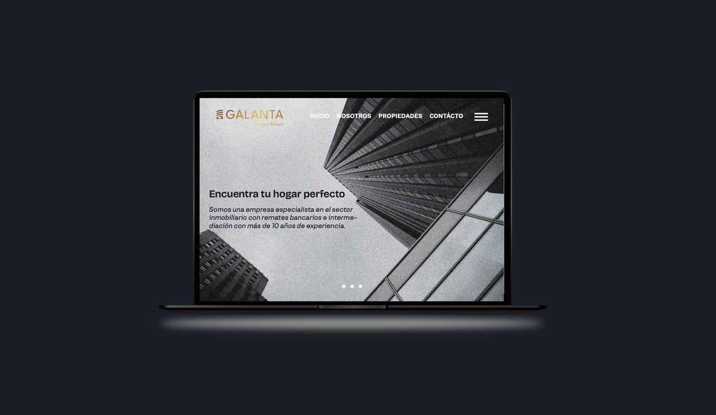 Galanta — website on laptop